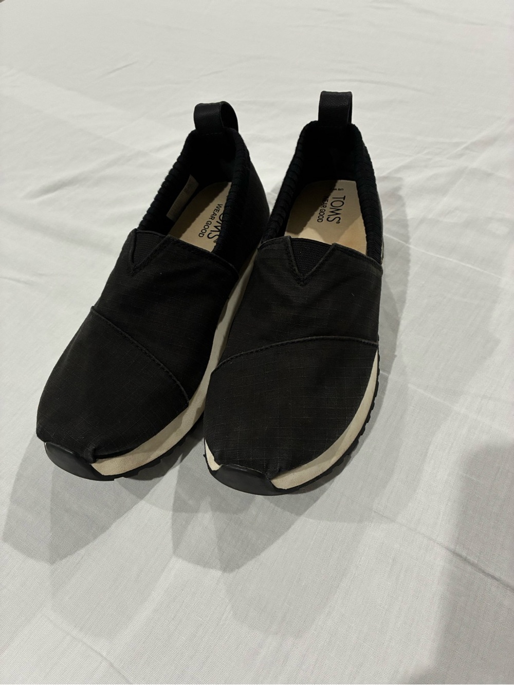 Toms Women Black Canvas Slip-On Loafers